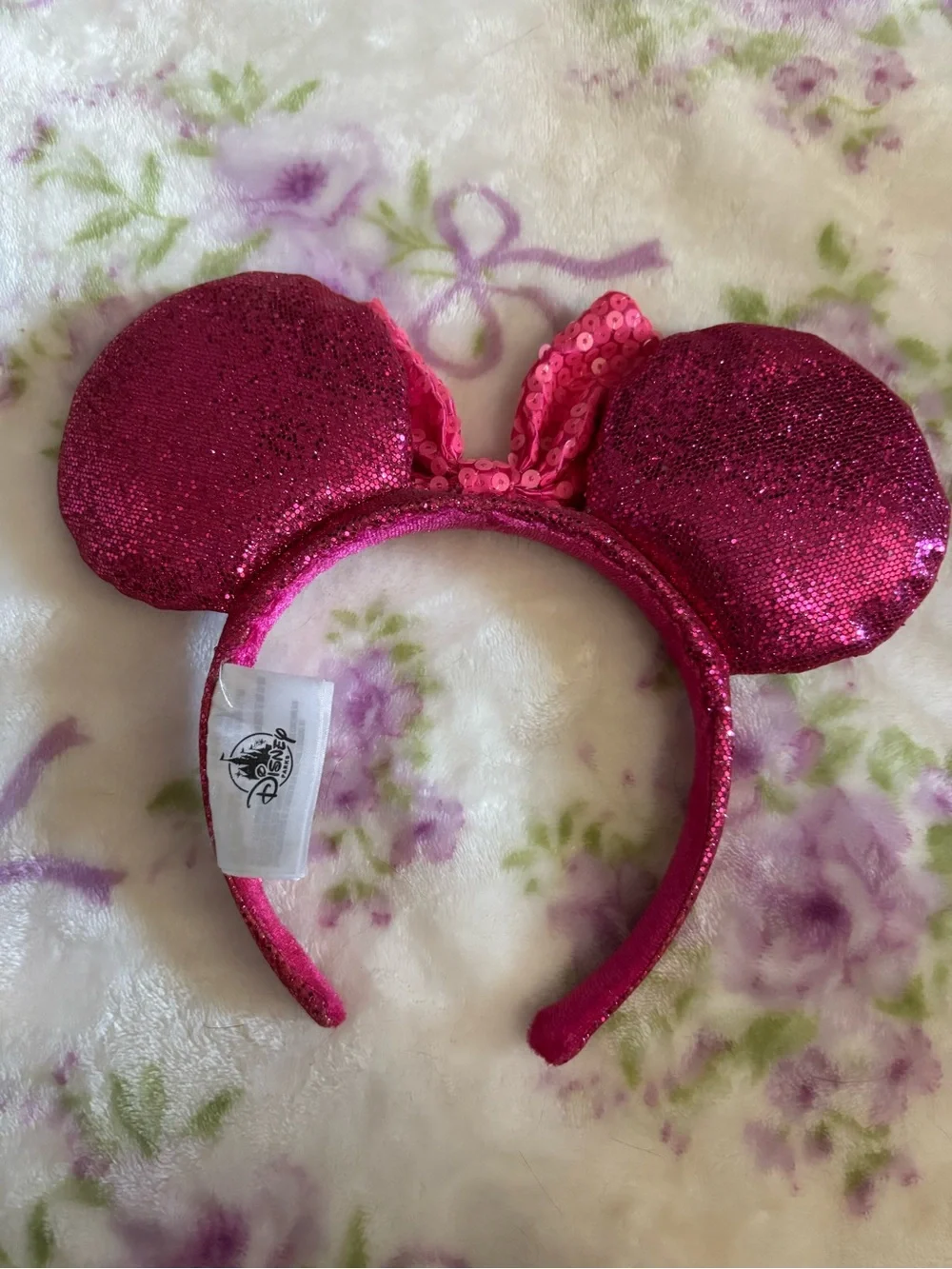 Disney Pink Glitter Sequin Minnie Ears Headband